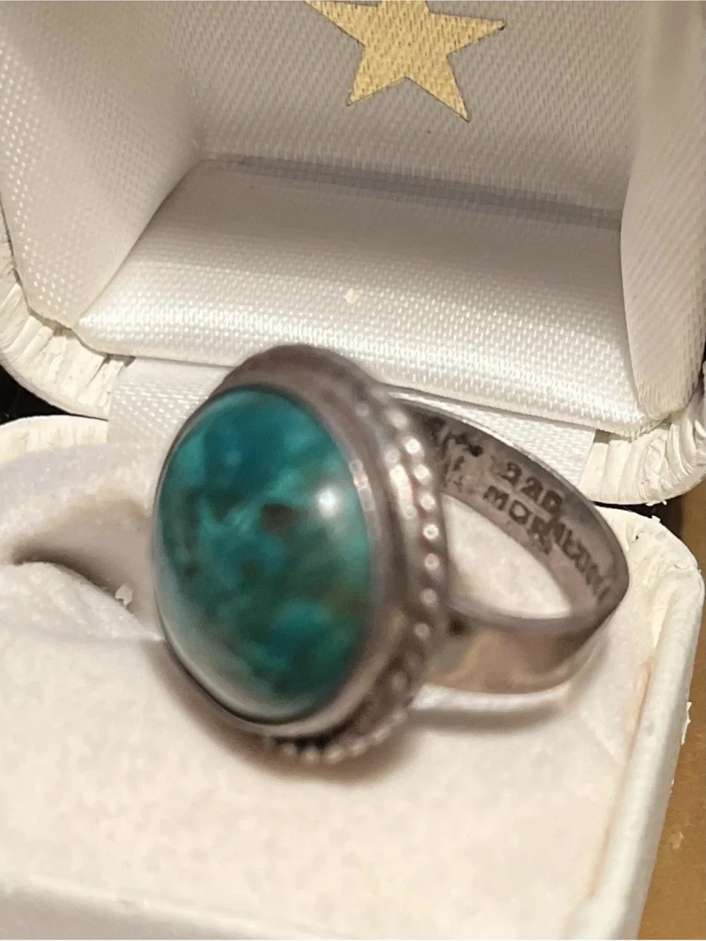 Sterling Silver Teal Turquoise Cabochon Ring
